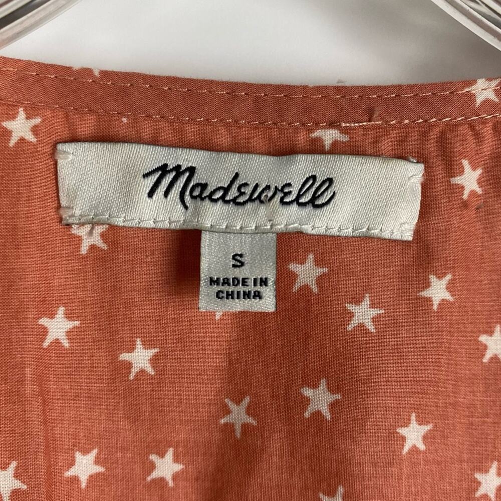 Madewell Star Scatter Wrap Top Coral Orange Womens Size Small - Picture 5 of 11